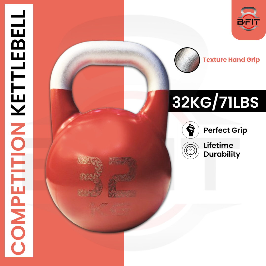 B Fit Competition Kettlebell Weights For Women Men Designed For Comfort in High Repetition Workouts Superior Balance For Better Workouts 32 Kg