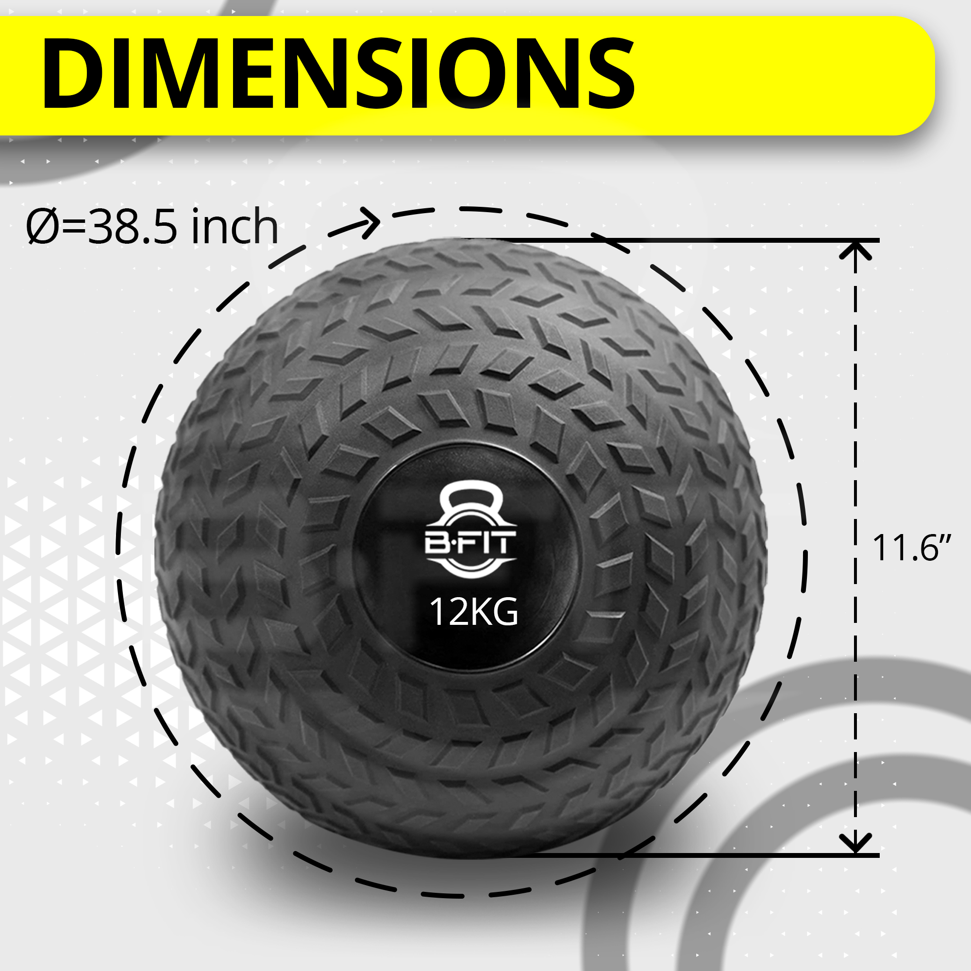 B Fit Slam Ball 12 Kg for Strength Power and Cross-fit Workout - Slam Medicine Ball