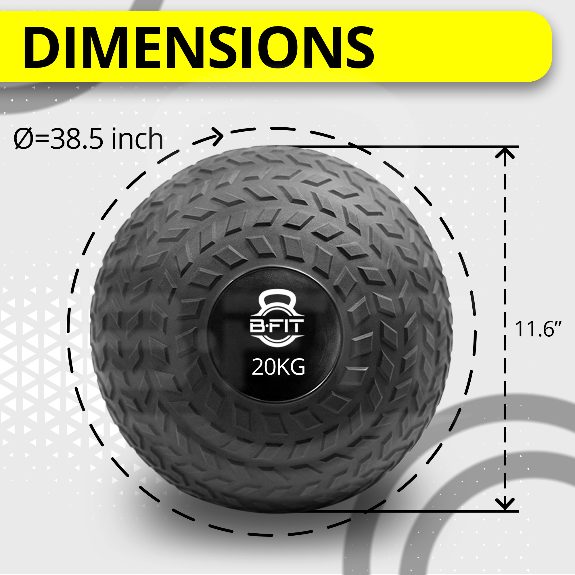 B Fit Slam Ball 20 Kg for Strength Power and Cross-fit Workout - Slam Medicine Ball