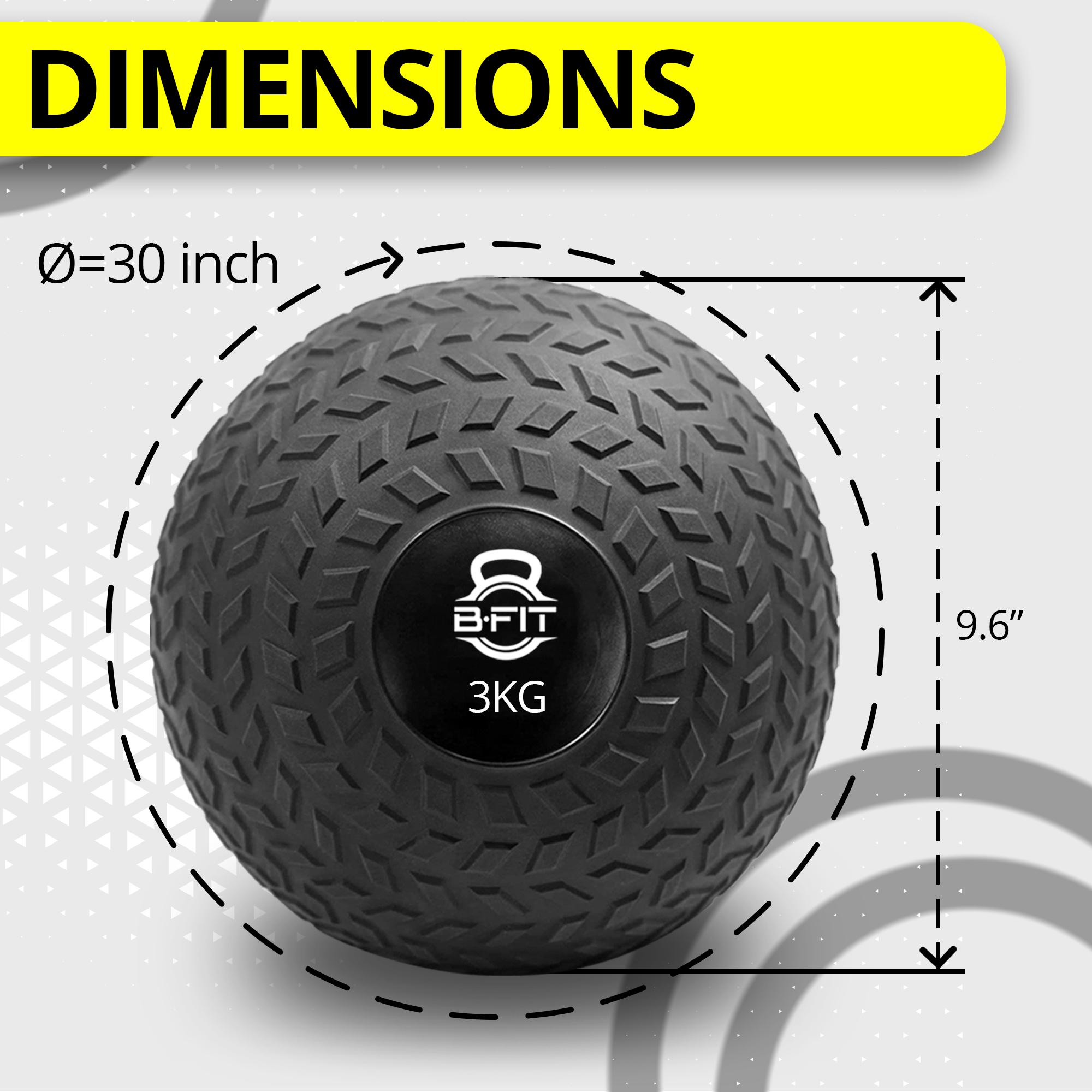 B Fit Slam Ball 3 Kg for Strength Power and Cross-fit Workout - Slam Medicine Ball