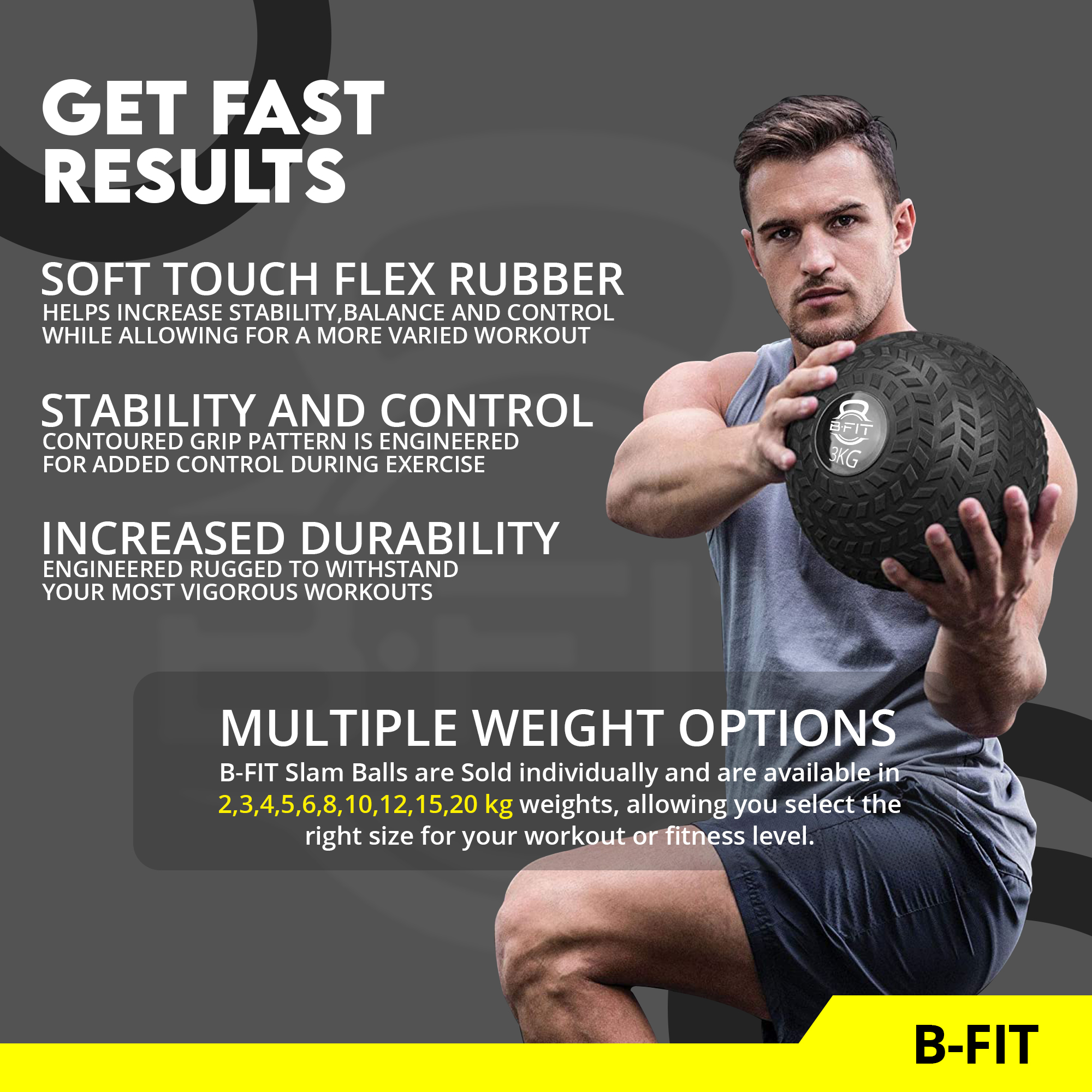 B Fit Slam Ball 5 Kg for Strength Power and Cross-fit Workout - Slam Medicine Ball