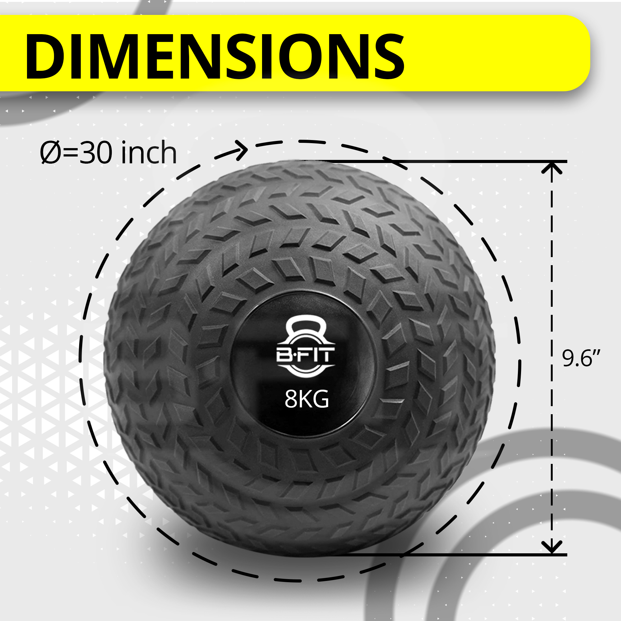 B Fit Slam Ball 8 Kg for Strength Power and Cross-fit Workout - Slam Medicine Ball
