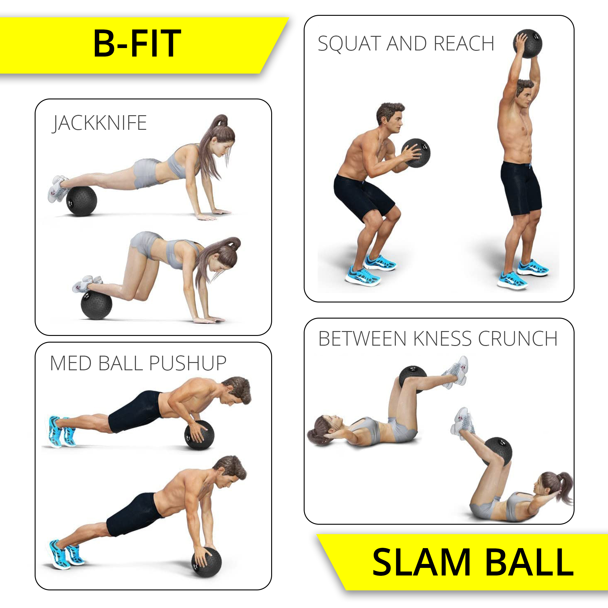 B Fit Slam Ball 8 Kg for Strength Power and Cross-fit Workout - Slam Medicine Ball