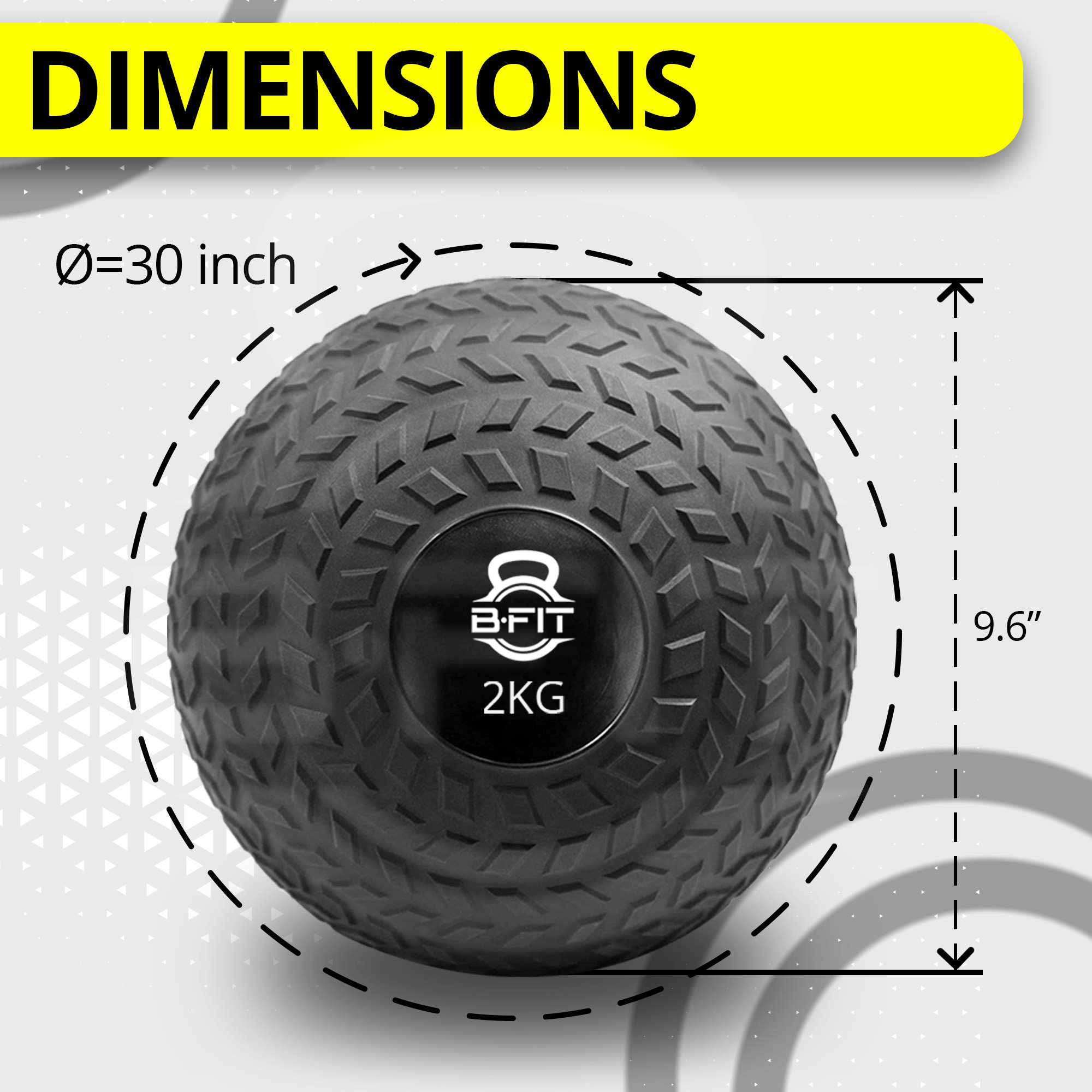 B Fit Slam Ball 2 Kg for Strength Power and Cross-fit Workout - Slam Medicine Ball