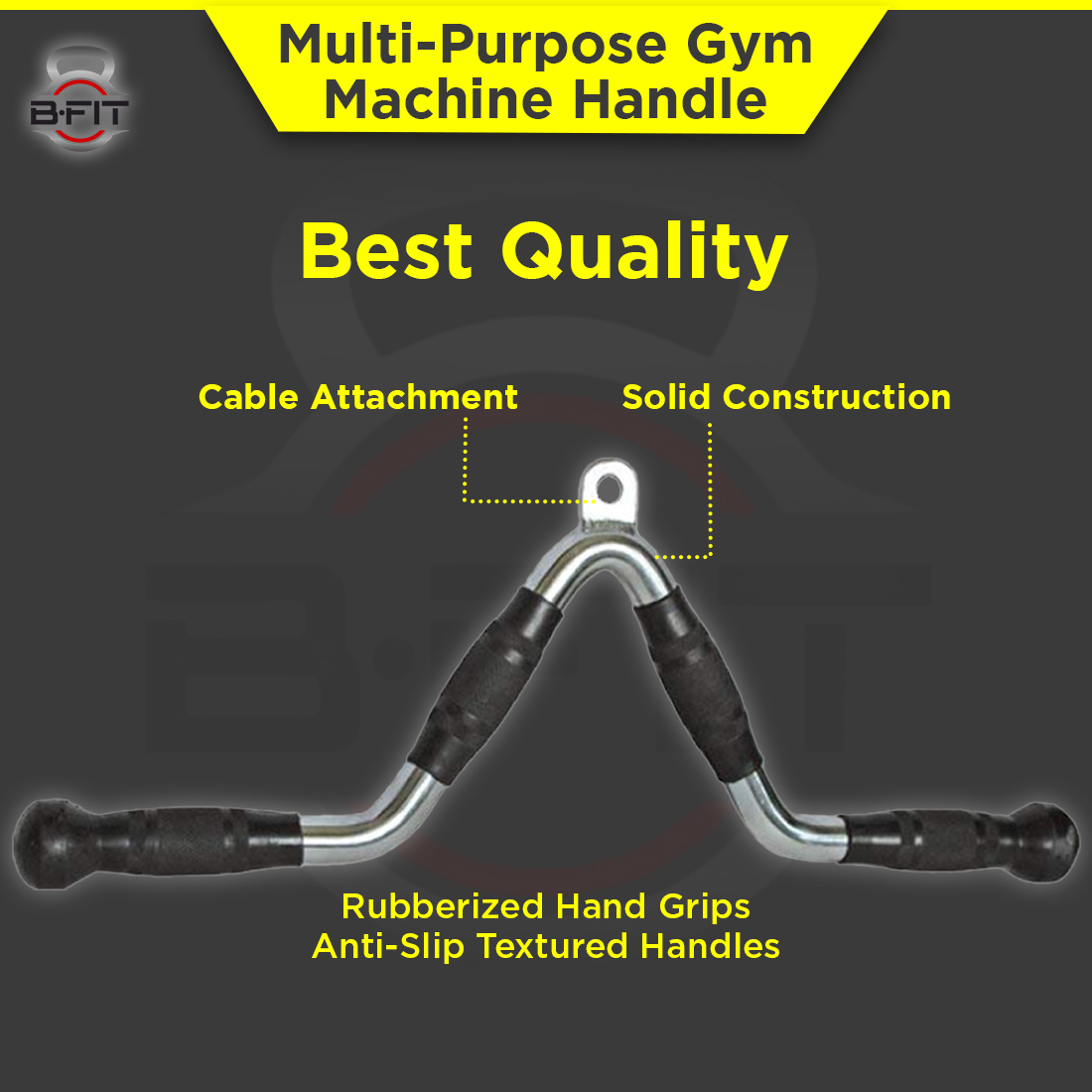 B fit Multi-Exerciser Cable Attachment Bar with Rubber Handgrips Revolving Hanger