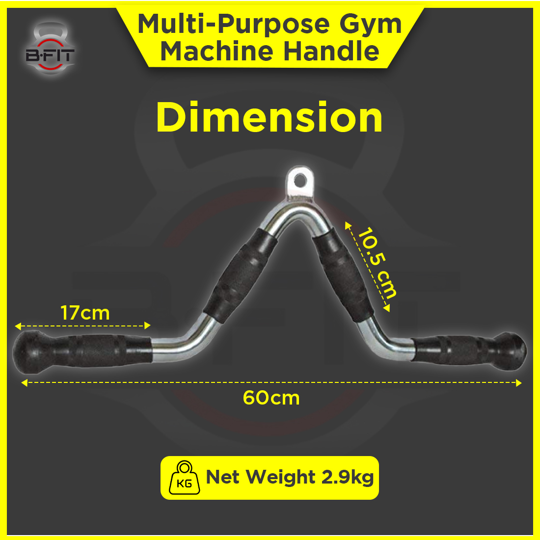 B fit Multi-Exerciser Cable Attachment Bar with Rubber Handgrips  Revolving Hanger