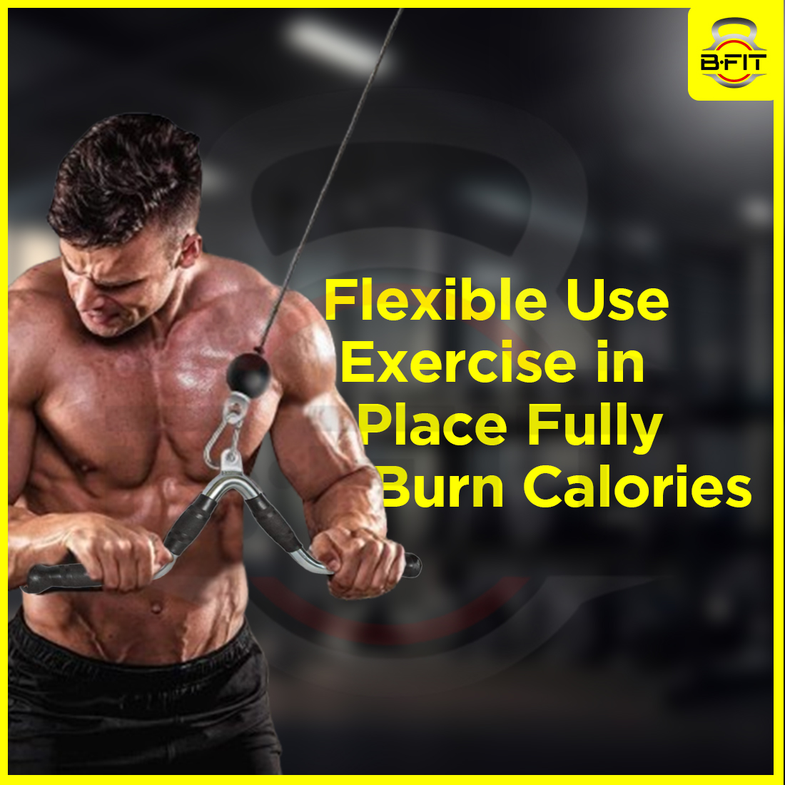 B fit Multi-Exerciser Cable Attachment Bar with Rubber Handgrips Revolving Hanger