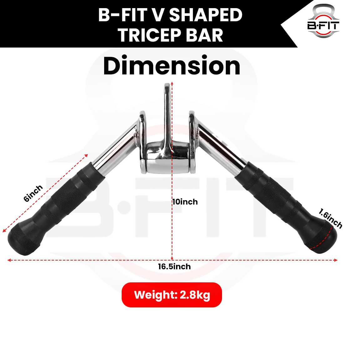 B fit Solid steel Pro-Grip Press Down Bar v-bar Cable Multi-Gym attachment