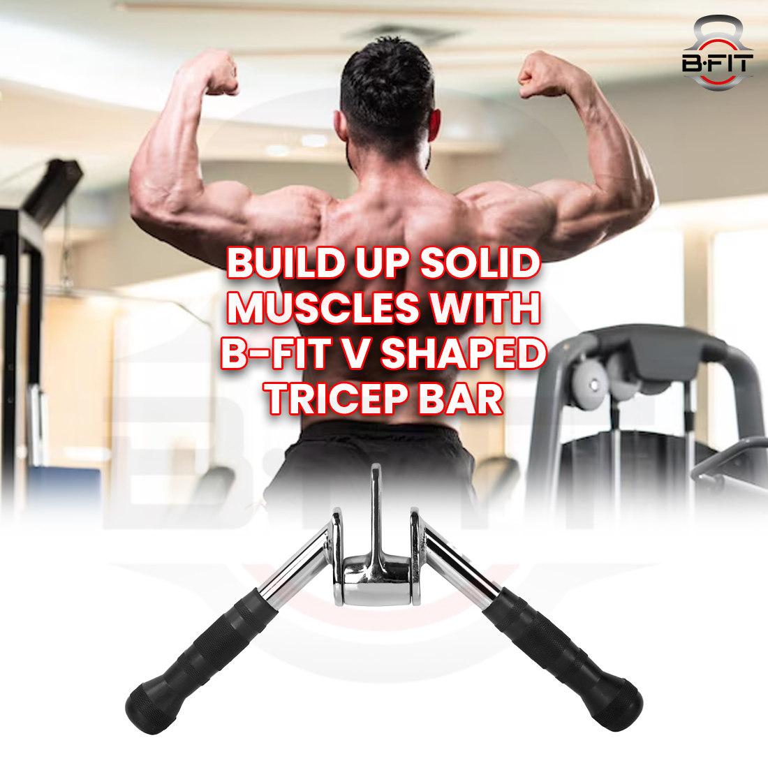 B fit Solid steel Pro-Grip Press Down Bar v-bar Cable Multi-Gym attachment