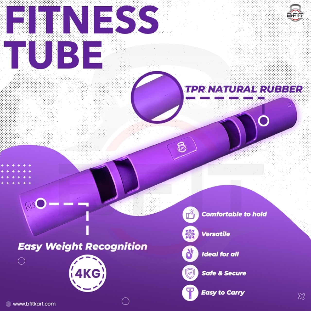 B FIT ViPR Fitness Tube Functional Training Rubber VIPR Weight Bar 4 Kg