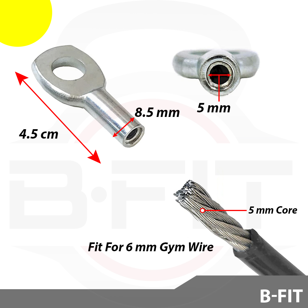 B Fit Gym Cable Swage Eyelet for 6 MM Gym Wire Set of 12 Pcs