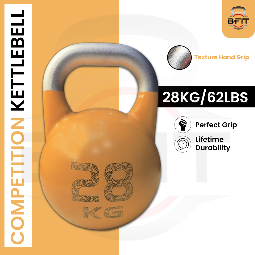 B Fit Competition Kettlebell Weights For Women Men Designed For Comfort in High Repetition Workouts Superior Balance For Better Workouts 28 Kg