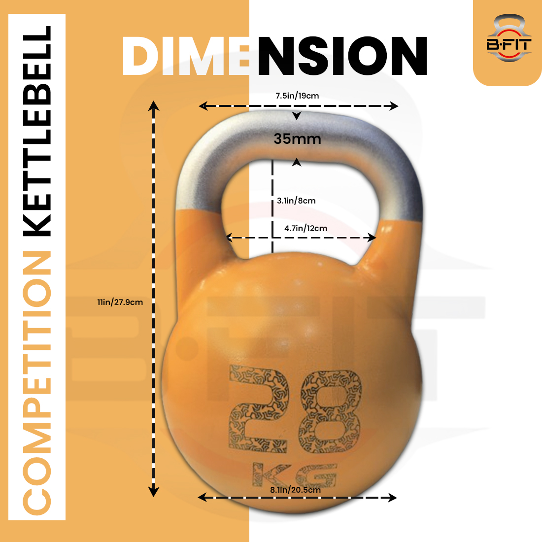 B Fit Competition Kettlebell Weights For Women Men Designed For Comfort in High Repetition Workouts Superior Balance For Better Workouts 28 Kg