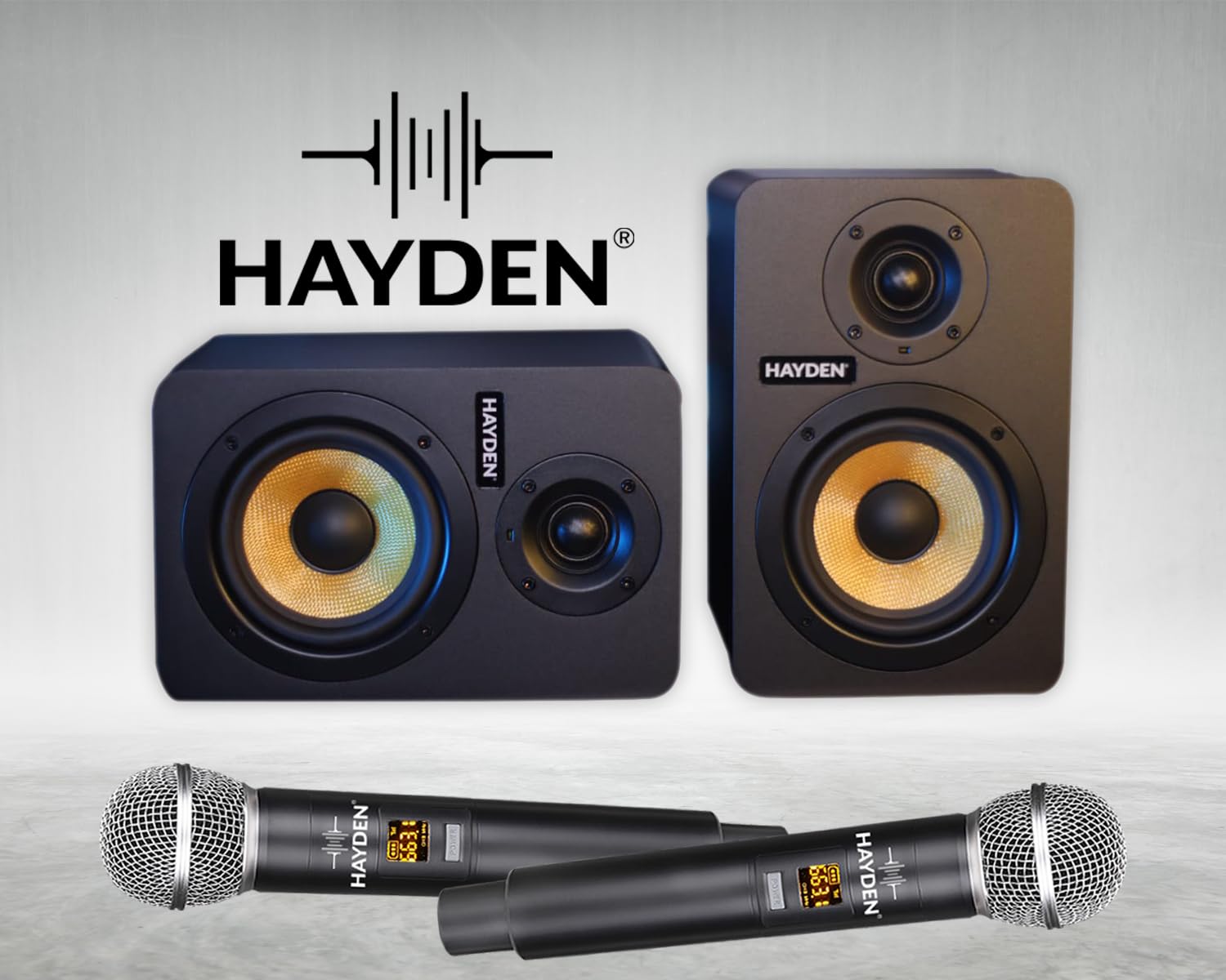 hayden X5 Professional 5 inch Reference Powered Studio Monitors Pair with Acoustic Foam Pads