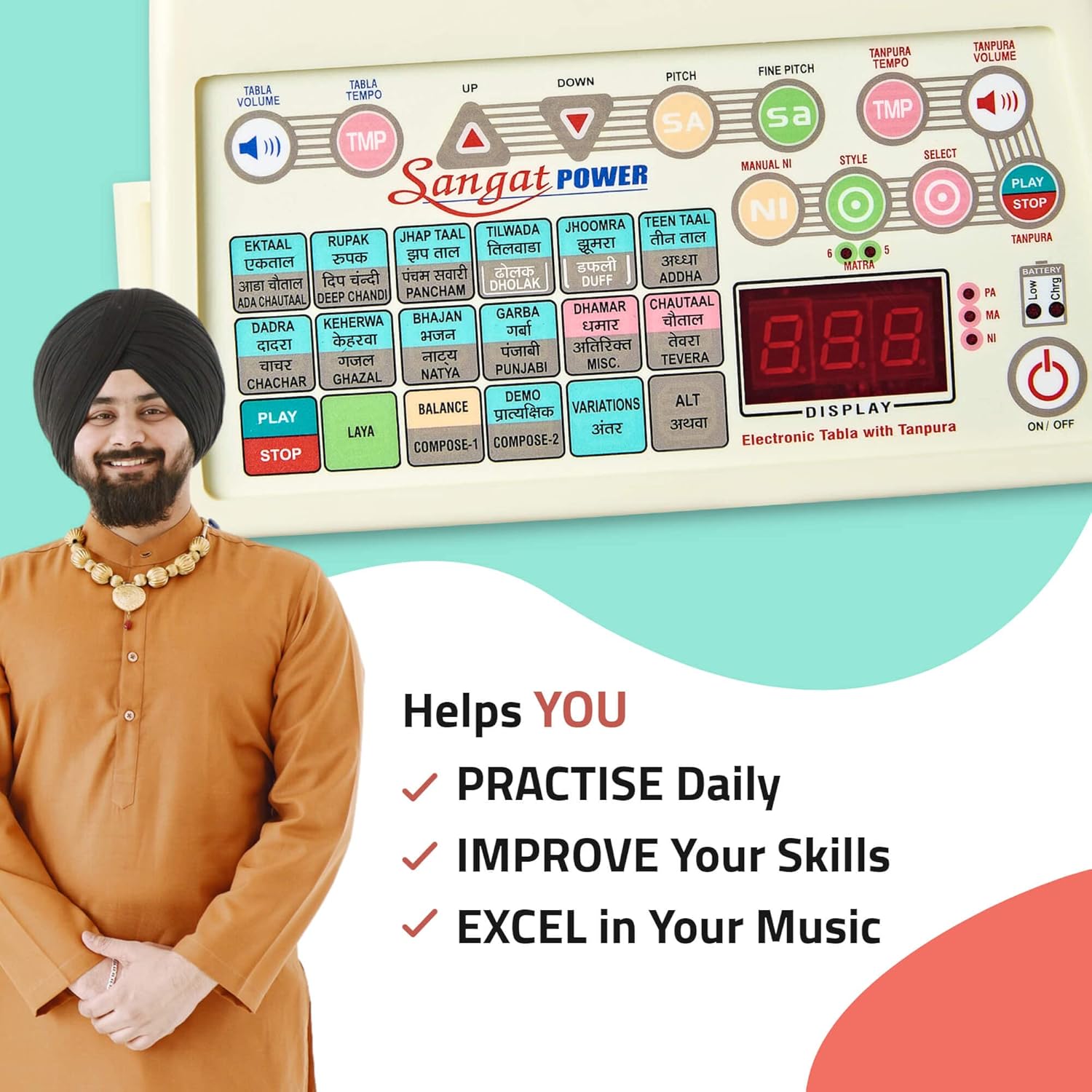 Sangat Power Electronic Tabla Tanpura Digital Musical Instrument by Sound Labs