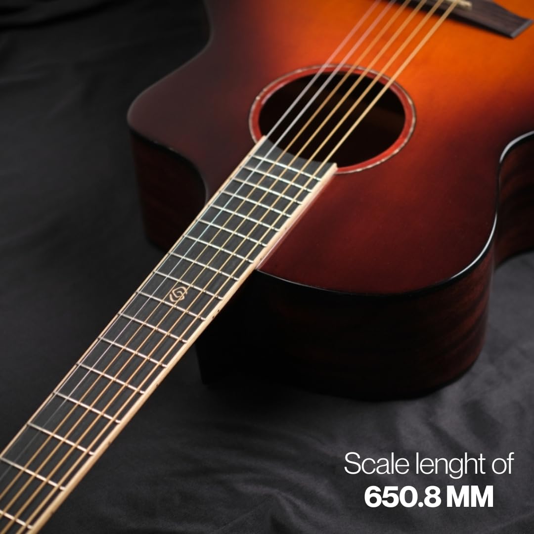 F240C Acoustic Guitar – Auditorium Cutaway Body, Mahogany Top & Back, Rosewood Fingerboard, 20 Frets, Coated Strings (Cherry red)