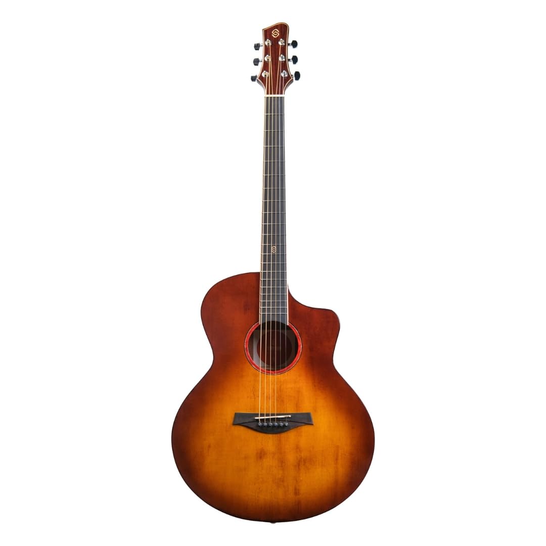 F240C Acoustic Guitar – Auditorium Cutaway Body, Mahogany Top & Back, Rosewood Fingerboard, 20 Frets, Coated Strings (Tobacco gloss)