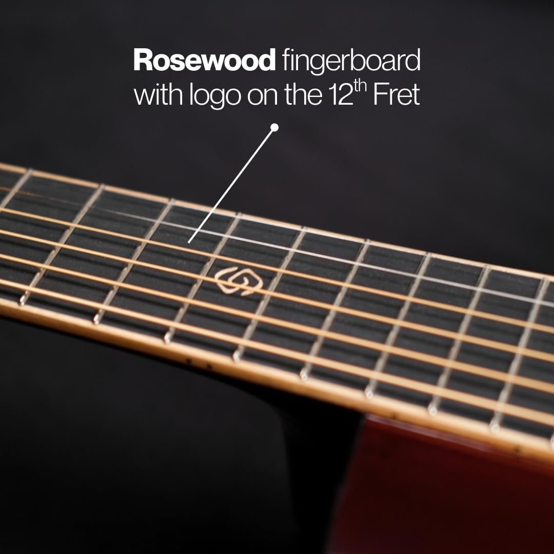 F240C Acoustic Guitar – Auditorium Cutaway Body, Mahogany Top & Back, Rosewood Fingerboard, 20 Frets, Coated Strings (Cherry red)