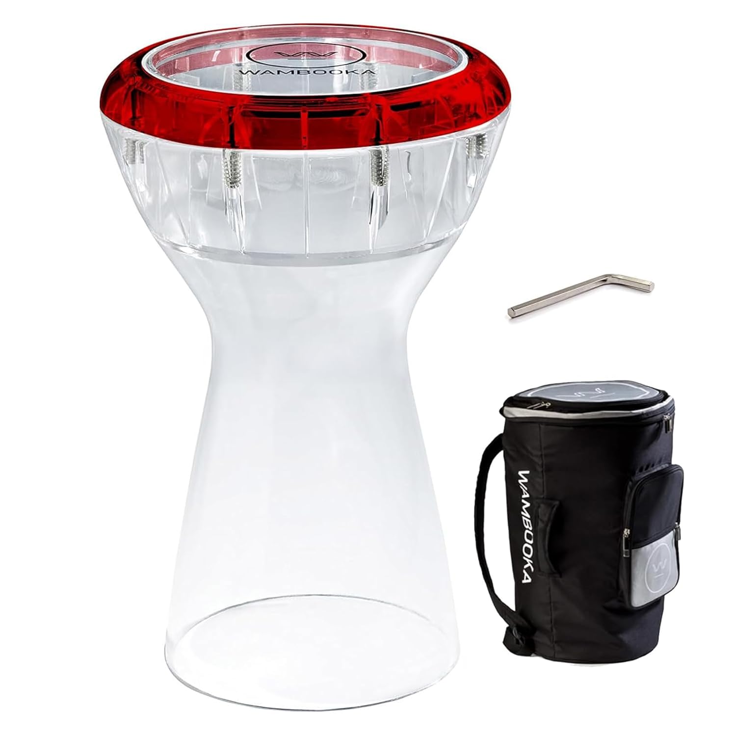 Wambooka Red Ruby Darbuka – Dry & Wet Sound Modes, 8.75'' Head, Lightweight- Professional Drum with Brass Tuning Keys & Padded Bag – 17'' Length – Ideal for Live & Studio Use