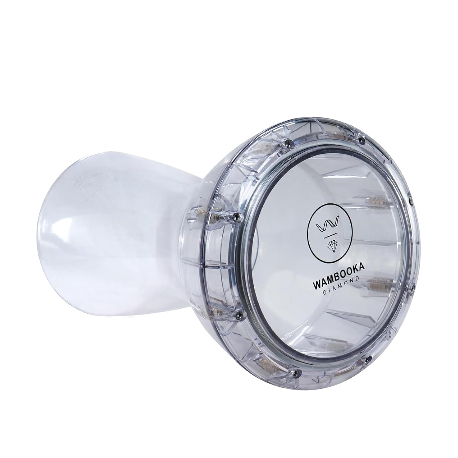 Wambooka Diamond Darbuka Drum with 8.75 inch Head, with Brass tuning keys and Padded Bag 17 inches Length (Crystal Clear PC)