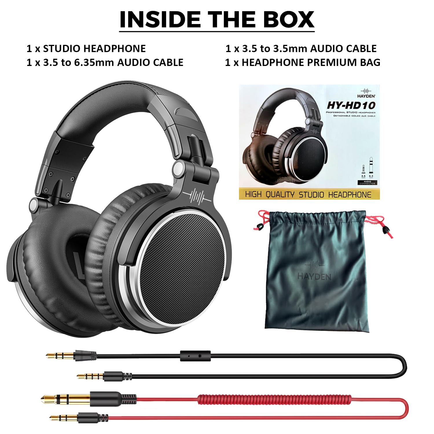 hayden HY-HD10 Professional Studio Headphones Over-Ear