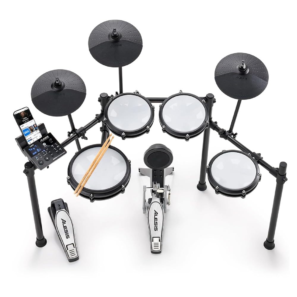 Alesis Nitro Max Kit Eight Piece Electronic Drum Kit Mesh Heads, Bluetooth