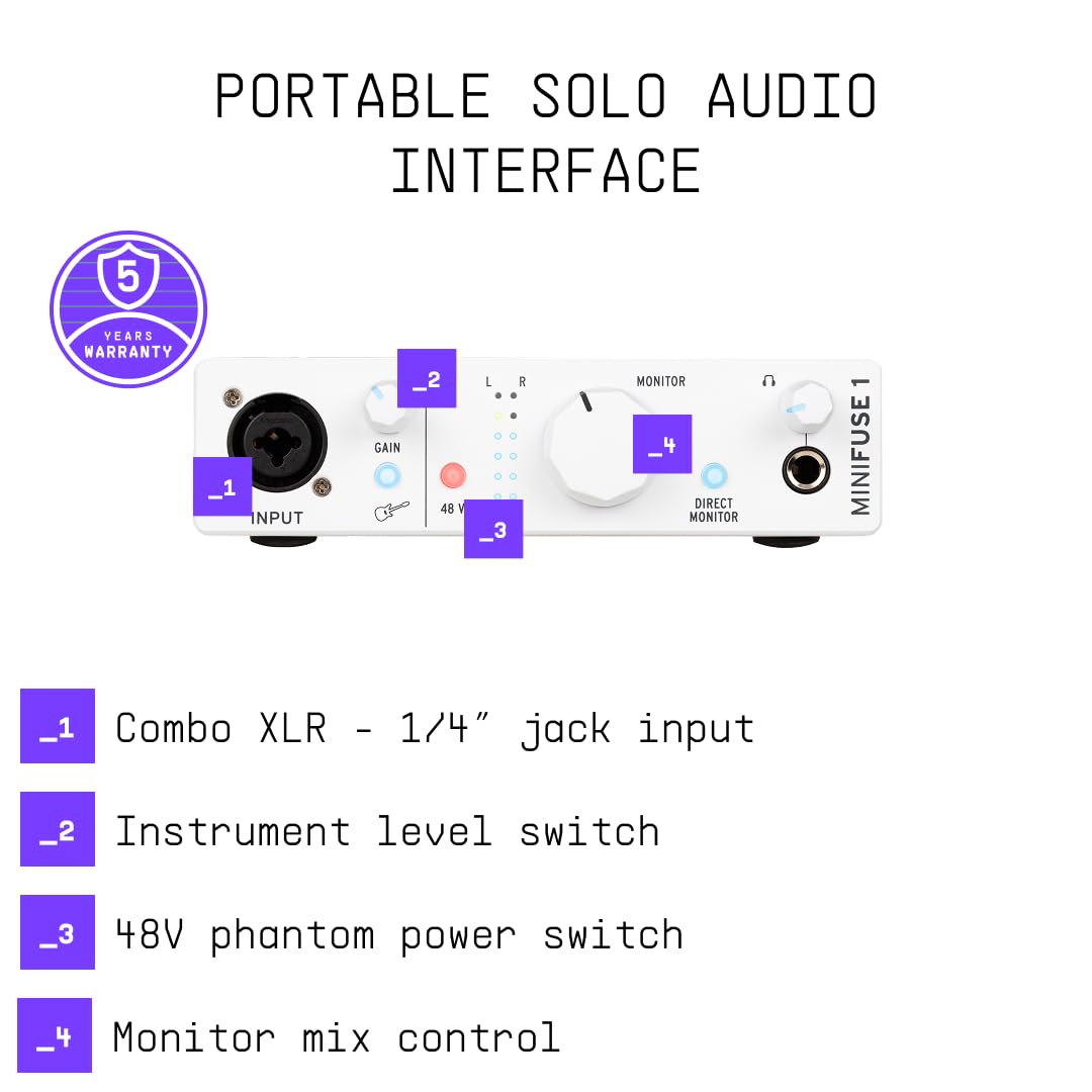 Arturia MiniFuse 1, USB-C Audio Interface 1in / 2out