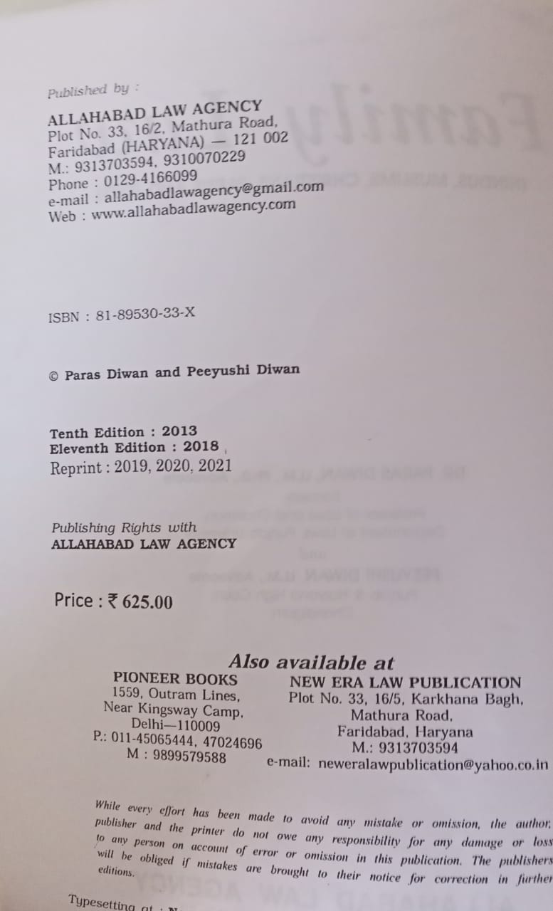 Family Law by Dr Paras Diwan