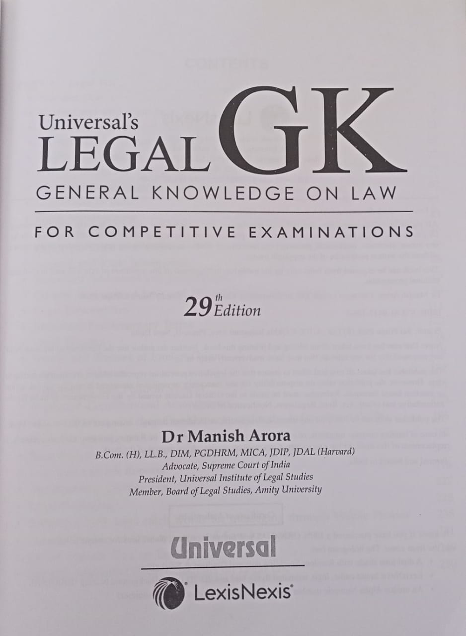 Universals Legal General Knowledge on law by Manish Arora