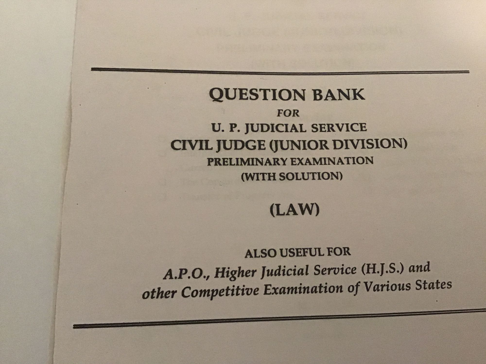 Question Bank For UP Judicial Service Civil Judge Junior Divison Pre Examination By OP Tripathi