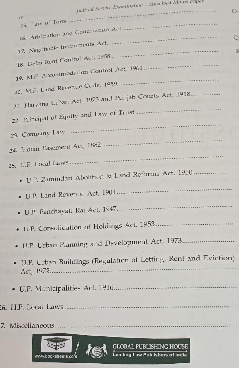 Singhals Judicial Service Examination Unsolved Mains All States Papers by Singhal Law Publications