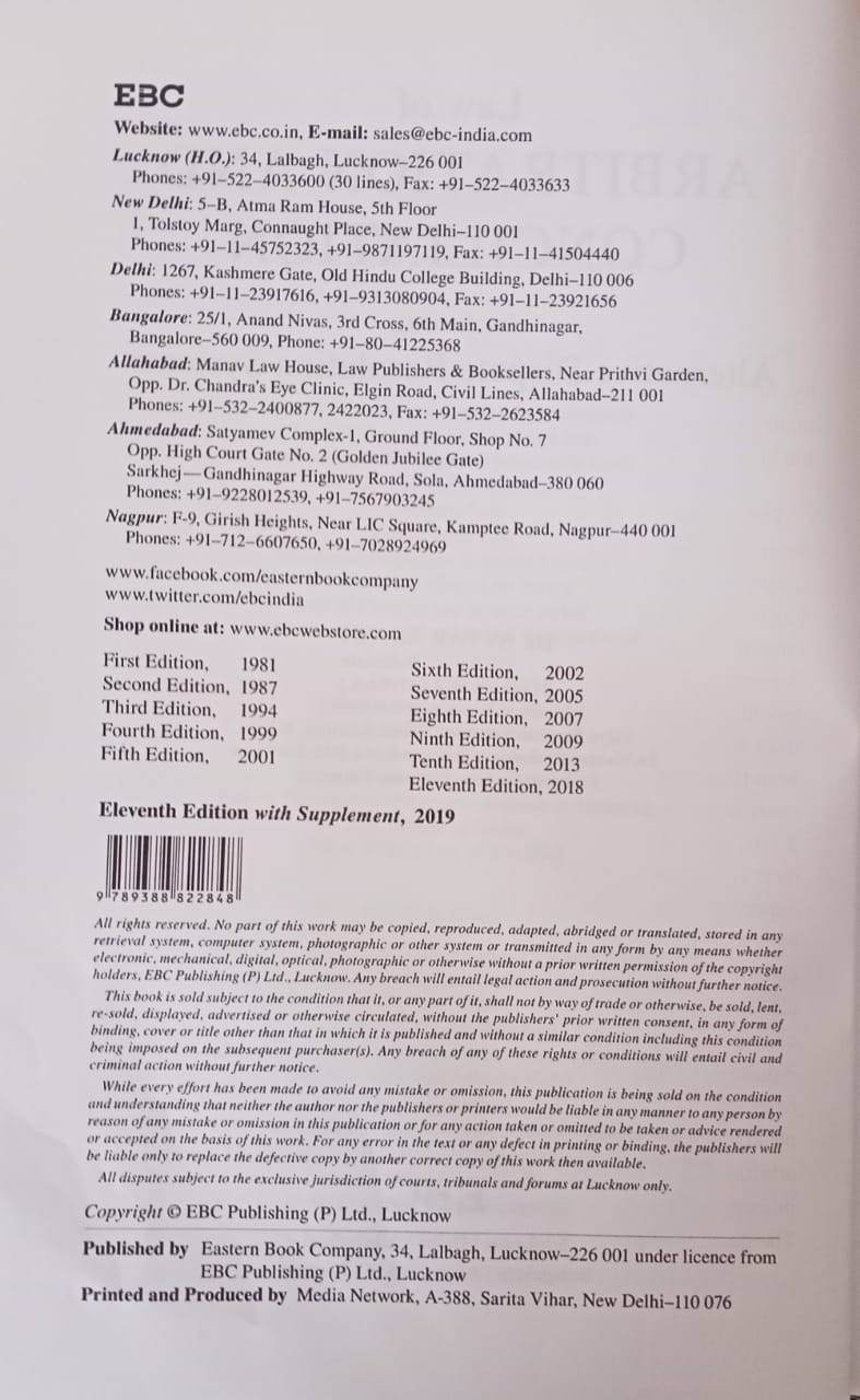 Law of Arbitration Conciliation by Avtar Singh