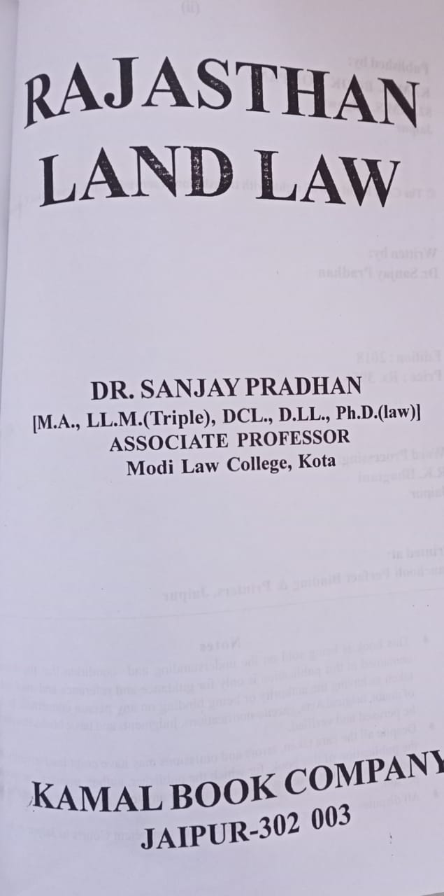 Rajasthan land Law by Sanjay Pradhan