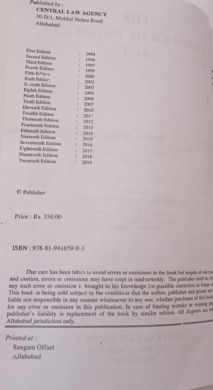 The TRANSFER OF PROPERTY ACT by Rk Singh