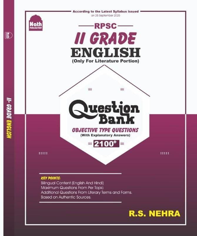 RPSC II Grade English Literature Question Bank 2100 Objective Questions RS Nehra