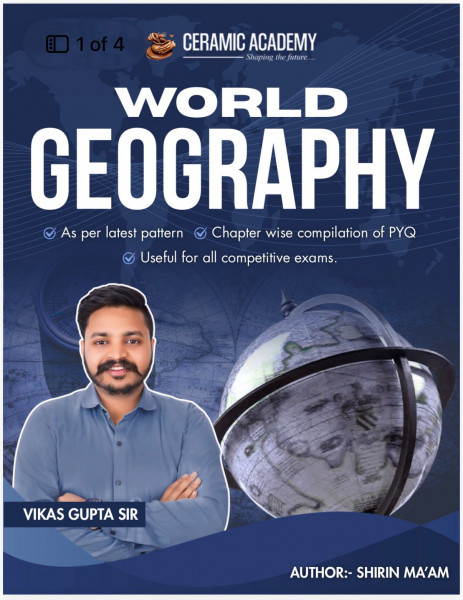 Image of Ceramic Publication World Geography PYQ Book by vikas gupta sir