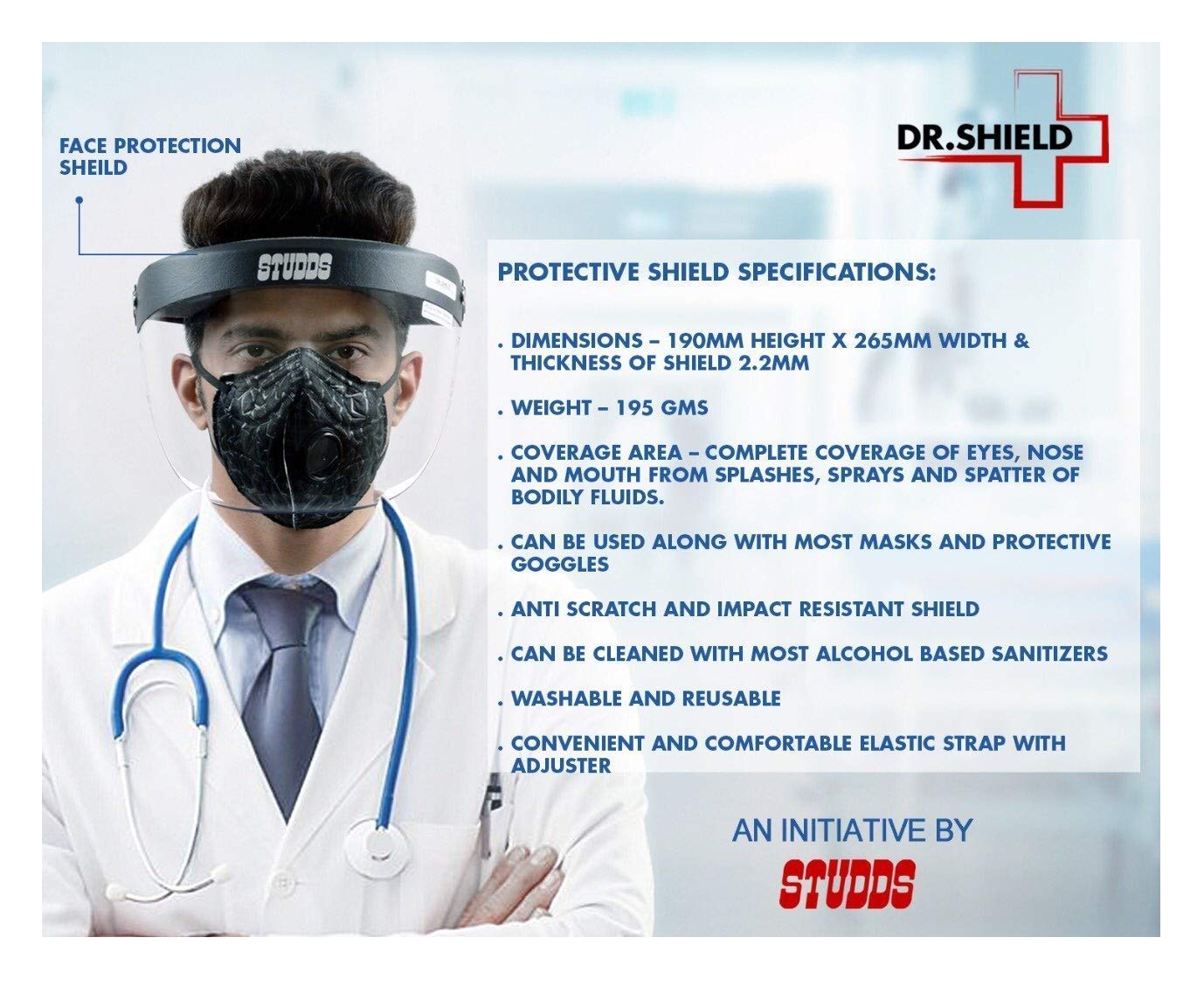 Studds Face Shield face protection Shield MADE OF Poly Carbonate Scratch Proof