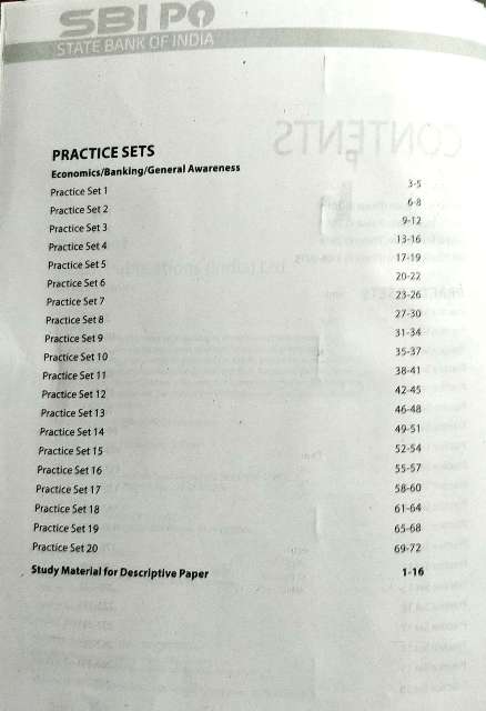 ARIHANT SBI PO MAINS 20 PRACTICE SETS CONTENT