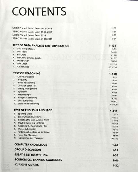 ARIHANT SBI PO PHASE II MAIN EXAMINATION BOOK CONTENT