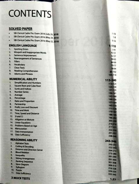 ARIHANT SBI CLERK CONTENT