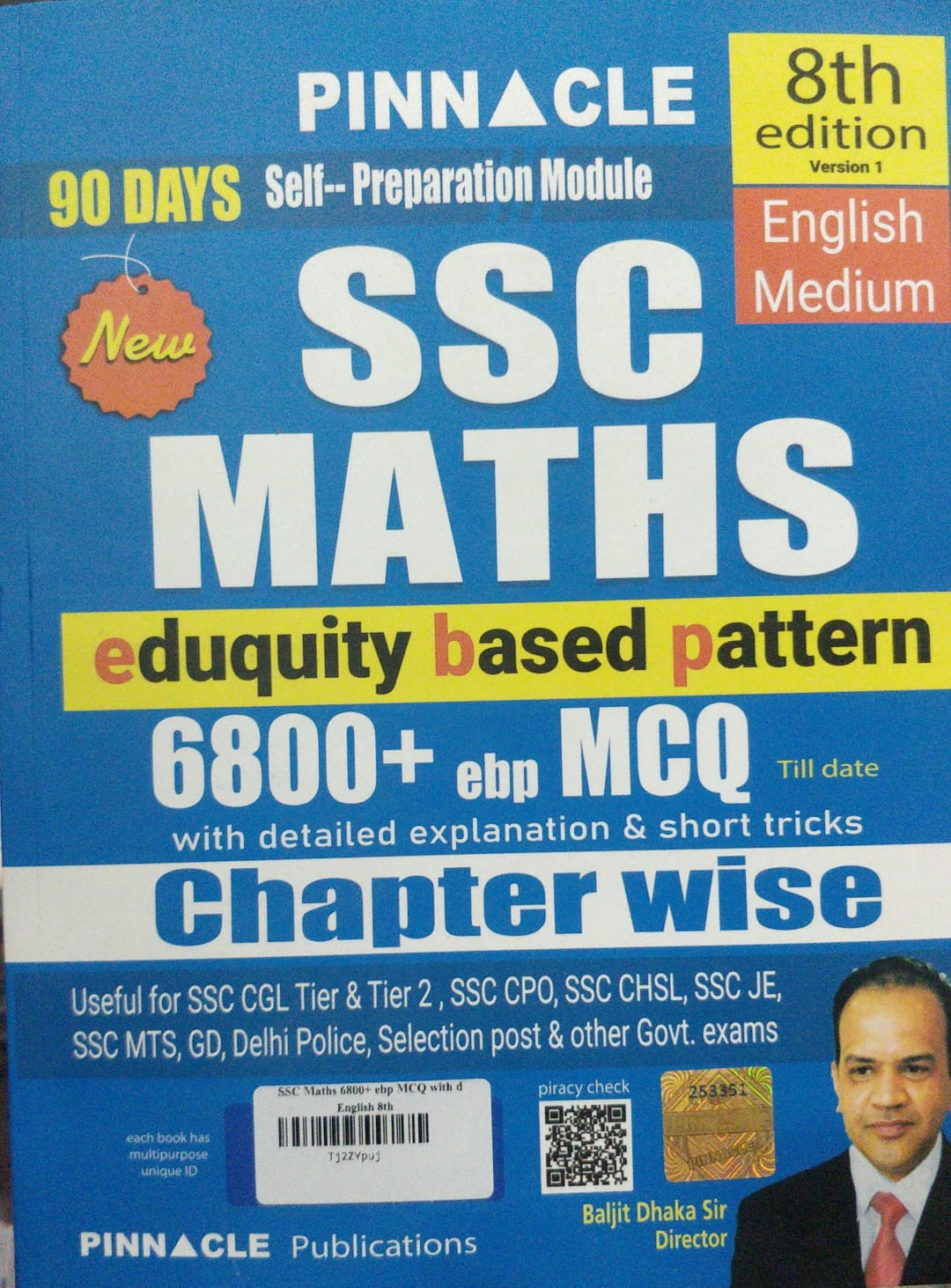 Pinnacle Publication SSC Maths 6800 MCQ Chapterwise English Medium Baljit Dhaka
