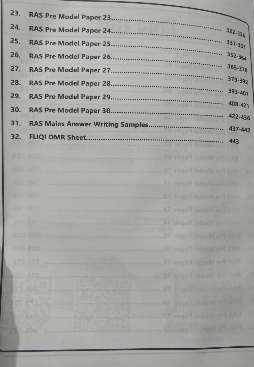 Fliqi RAS Pre 2023 Model Paper
