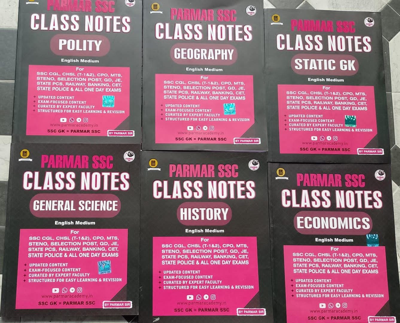 Parmar SSC Class Notes Combo 6 Books Set for SSC CGL CHSL and Competitive Exams