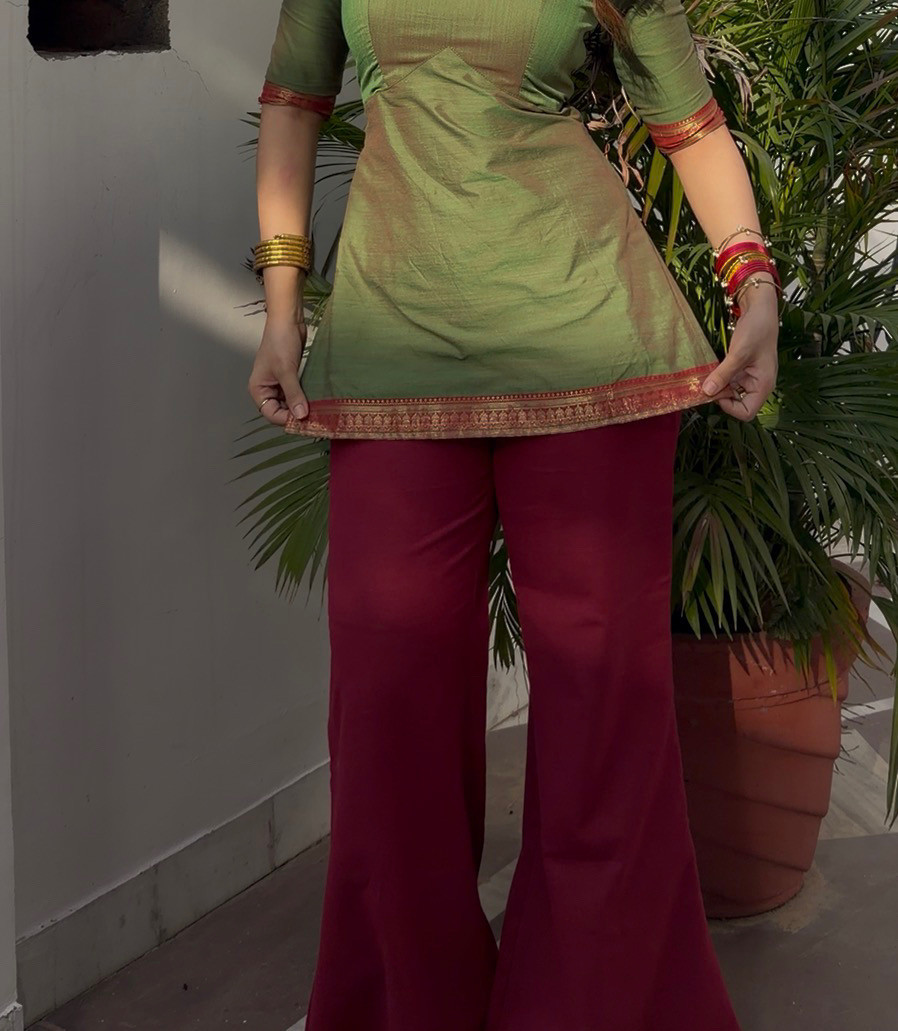 Maroon flare pants