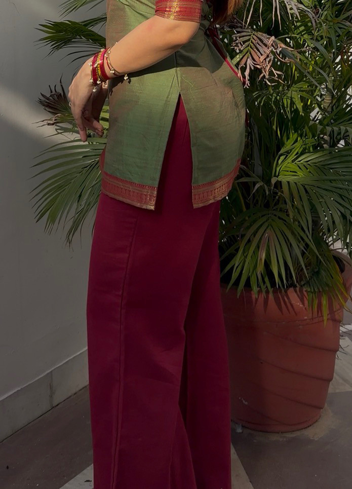 Maroon flare pants