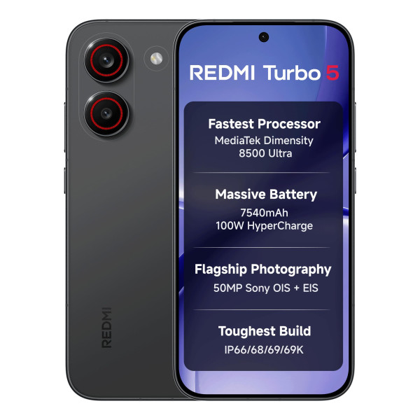Image of REDMI Turbo 5 (12 GB RAM, 256 GB Storage, Asphalt Black)