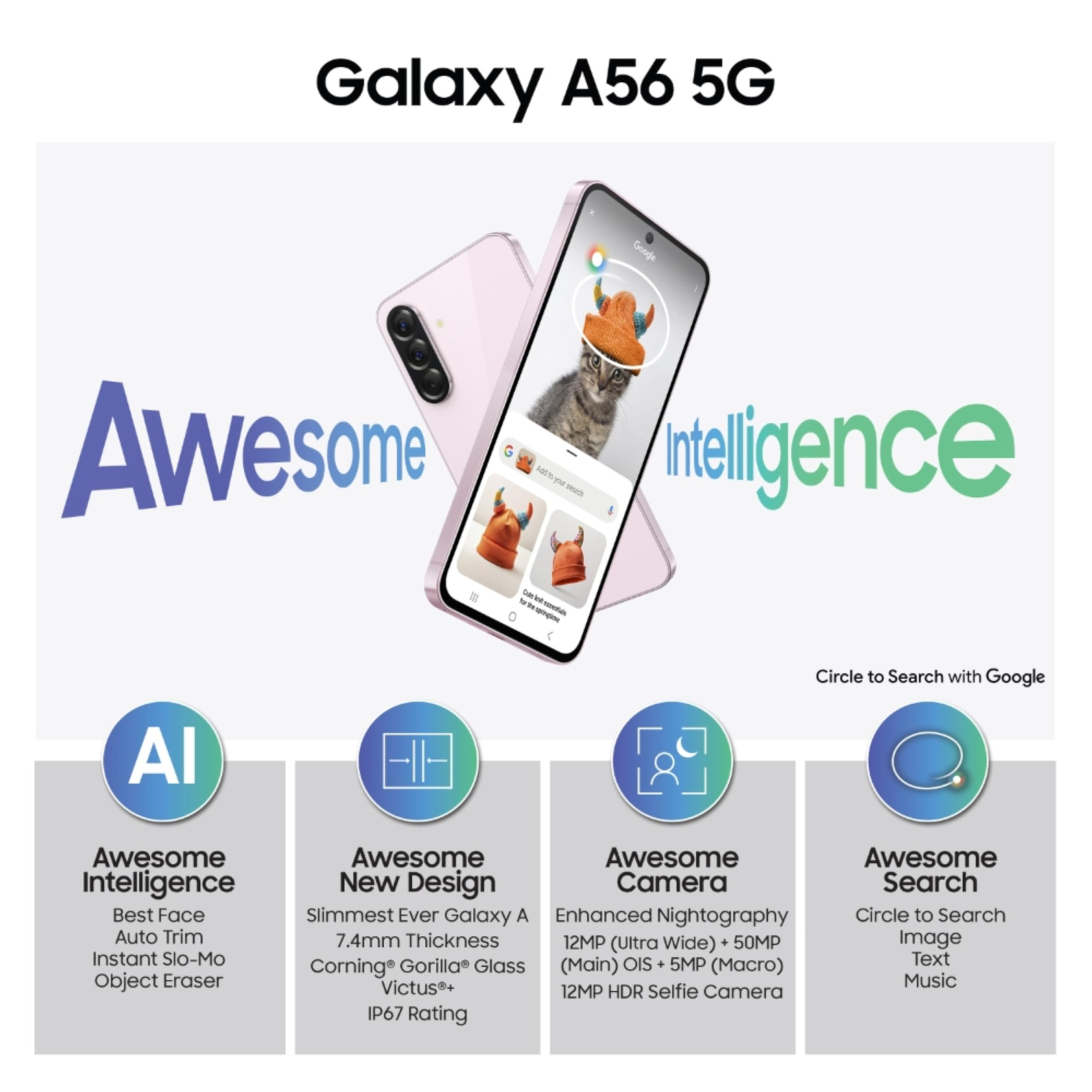 Samsung Galaxy A56 5G 12 GB RAM 256 GB Storage Awesome Pink - Product image 2