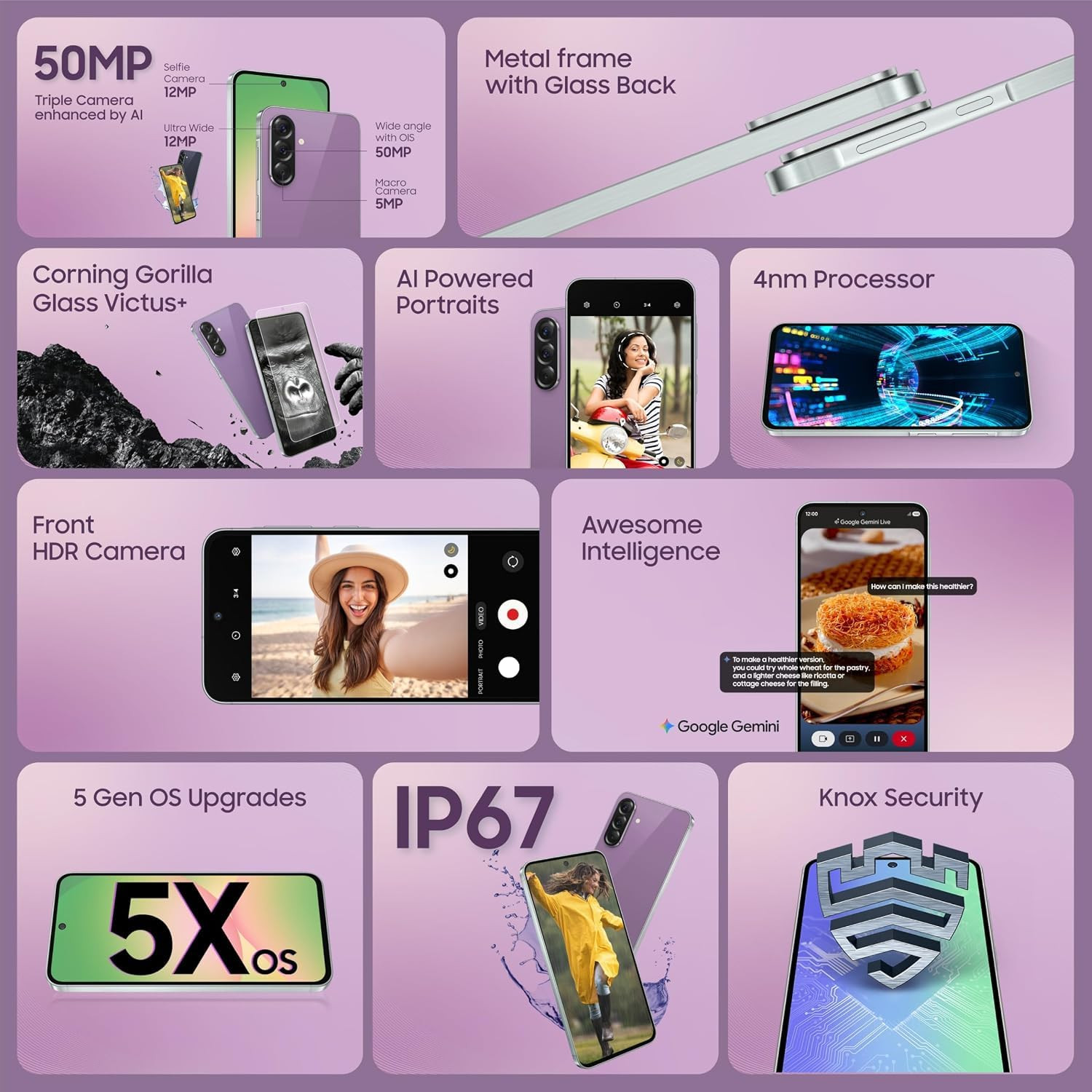 Samsung Galaxy A56 5G 8 GB RAM 256GB Storage Awesome Violet Glow - Product image 3