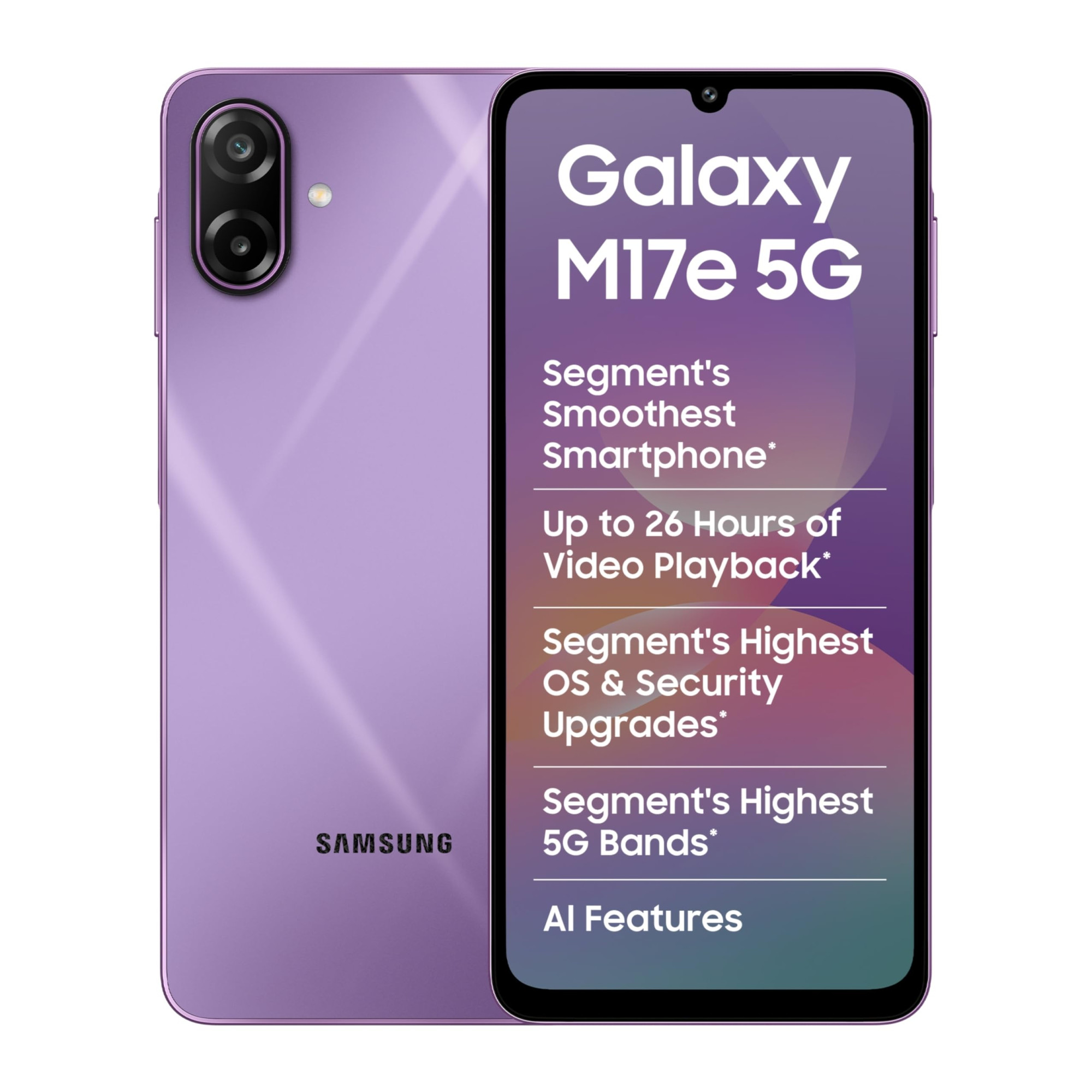 Samsung Galaxy M17e 5G 6 GB RAM 128GB Storage Vibe Violet - Main image