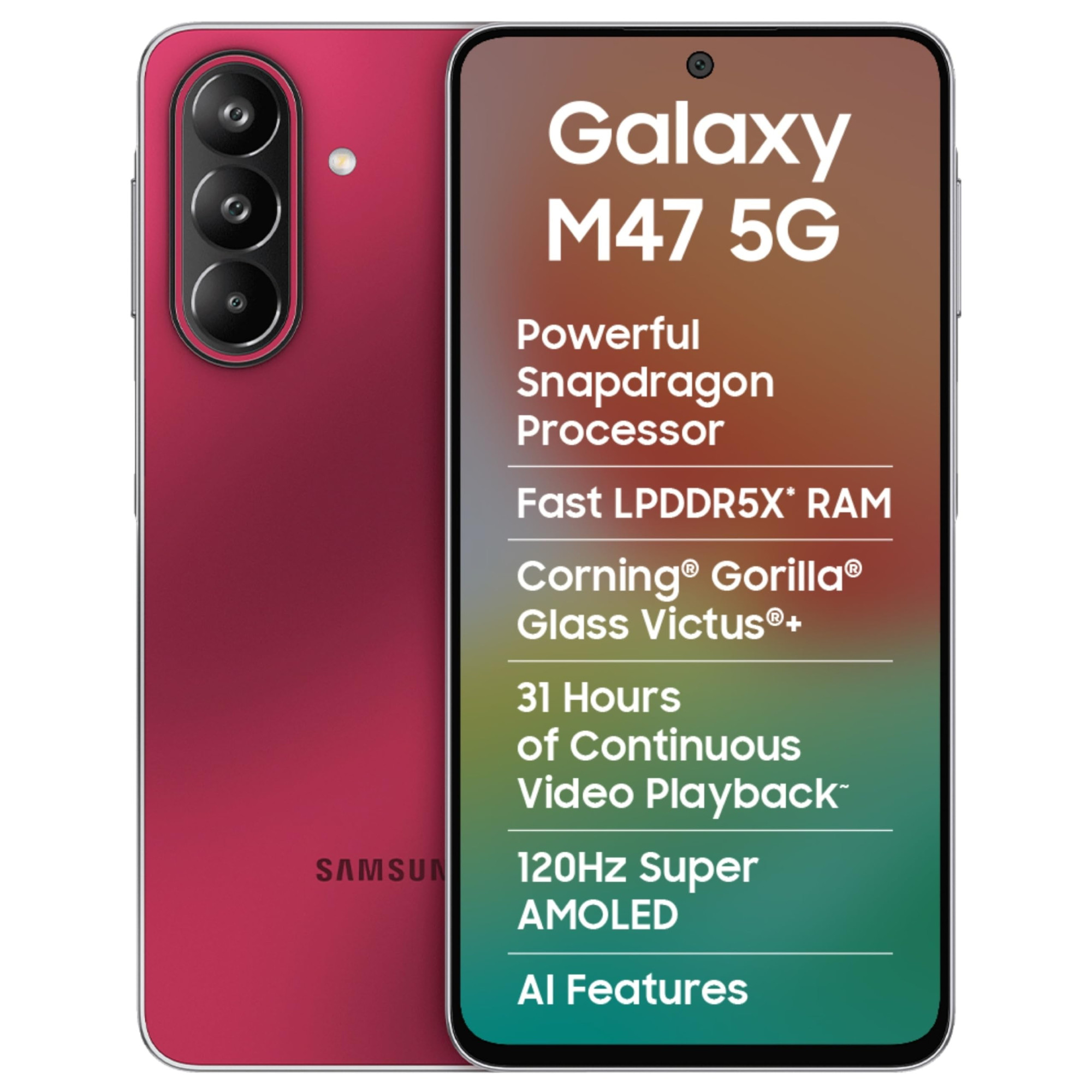 Samsung Galaxy M47 5G 6 GB RAM 128GB Storage Rogue Red - Main image
